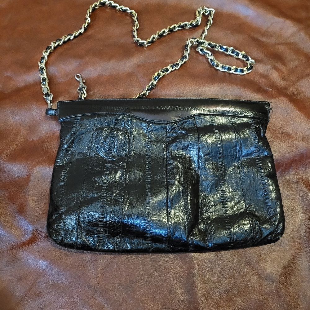 Black Leather Chain Strap Bag
